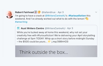 FuriousFiction Tweet - April 2020
