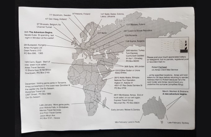 "Pole to Pole" Travel Map (1995-1996)